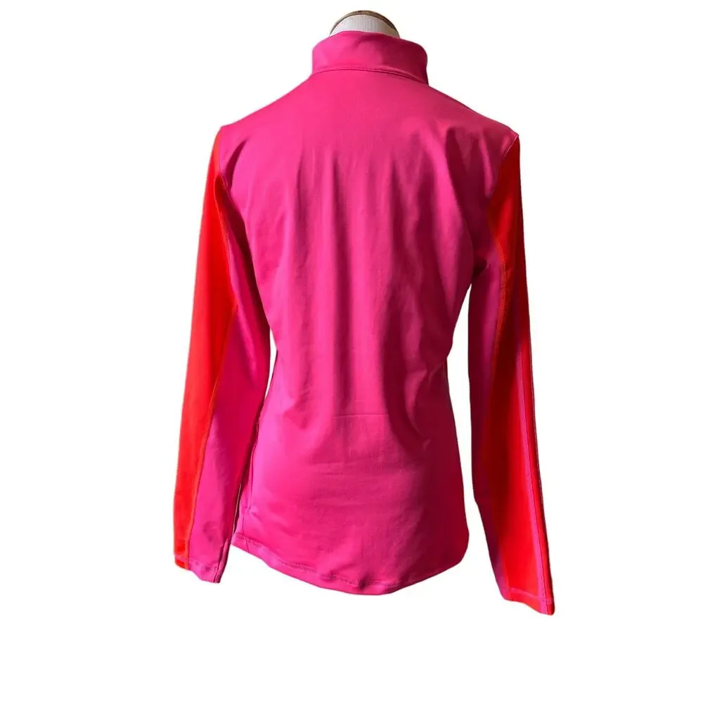 Adidas Women's Climalite Essentials Quarter-Zip Top Solar Pink/Solar Red Medium - Picture 3 of 6
